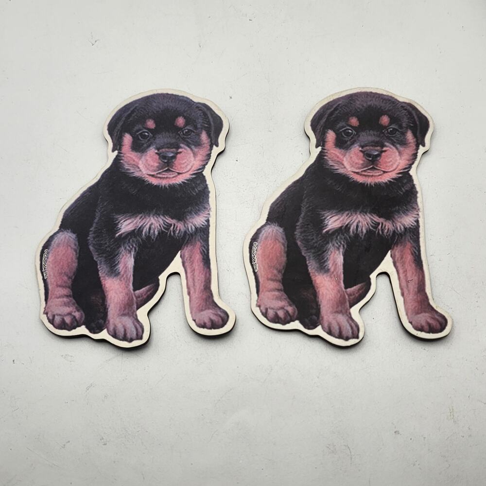 Colorbok Rottweiler Puppy Die Cut Fridge Magnets Pair Dog‎ Decor Cute Black Tan